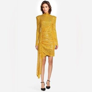 One 33 Social | Gold Sequin Faux Wrap Cocktail Dress